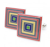 Multicolor square metal cufflinks.