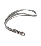 Silver nylon wrist strap with lobster clasp. 6 inches.