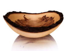 Bark edged maple bowl with smooth interior.