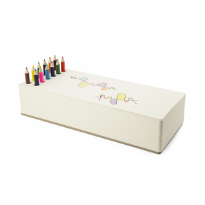 Rectangular chunky sketch pad with 12 colored pencils.