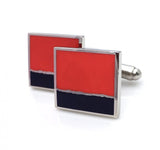 Square cufflinks red and black.