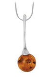 Round amber bead set on 18" silver chain.   